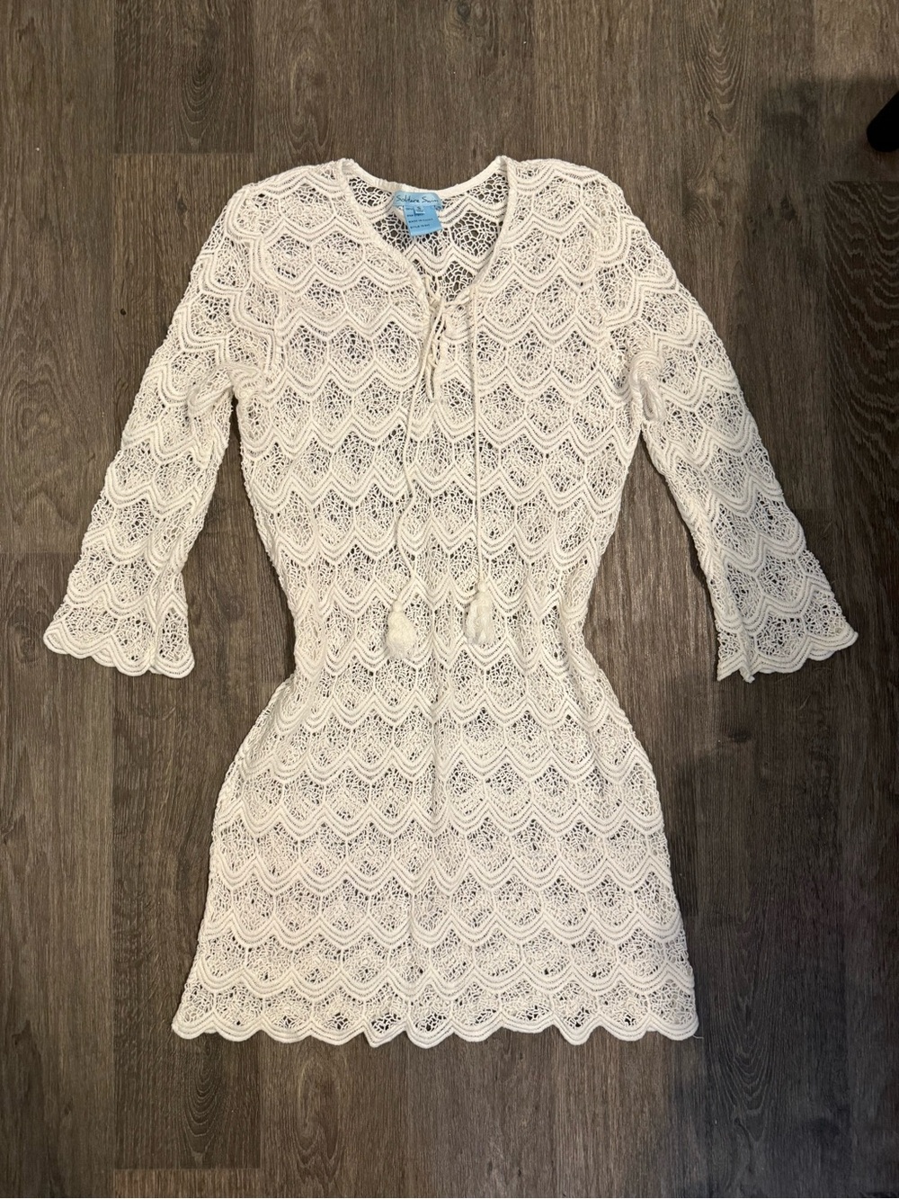 Women’s White Crochet Swim Cover Up Dress
